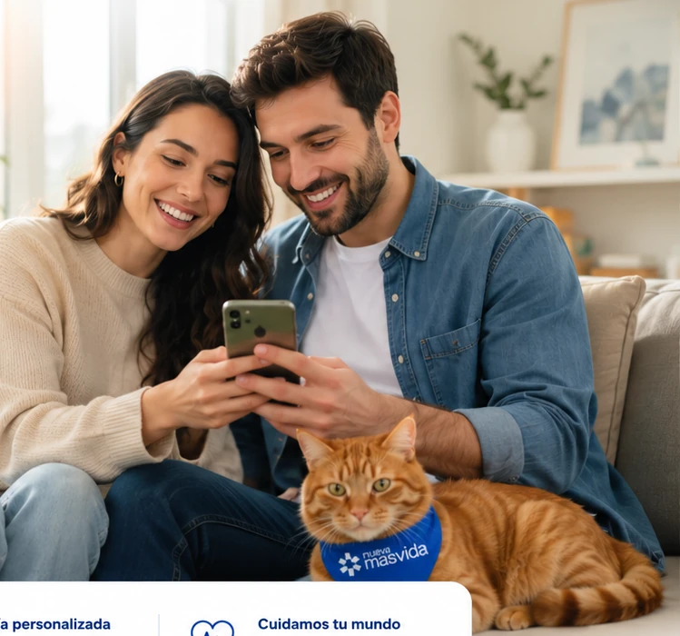 Pareja revisando asesoría de salud por WhatsApp